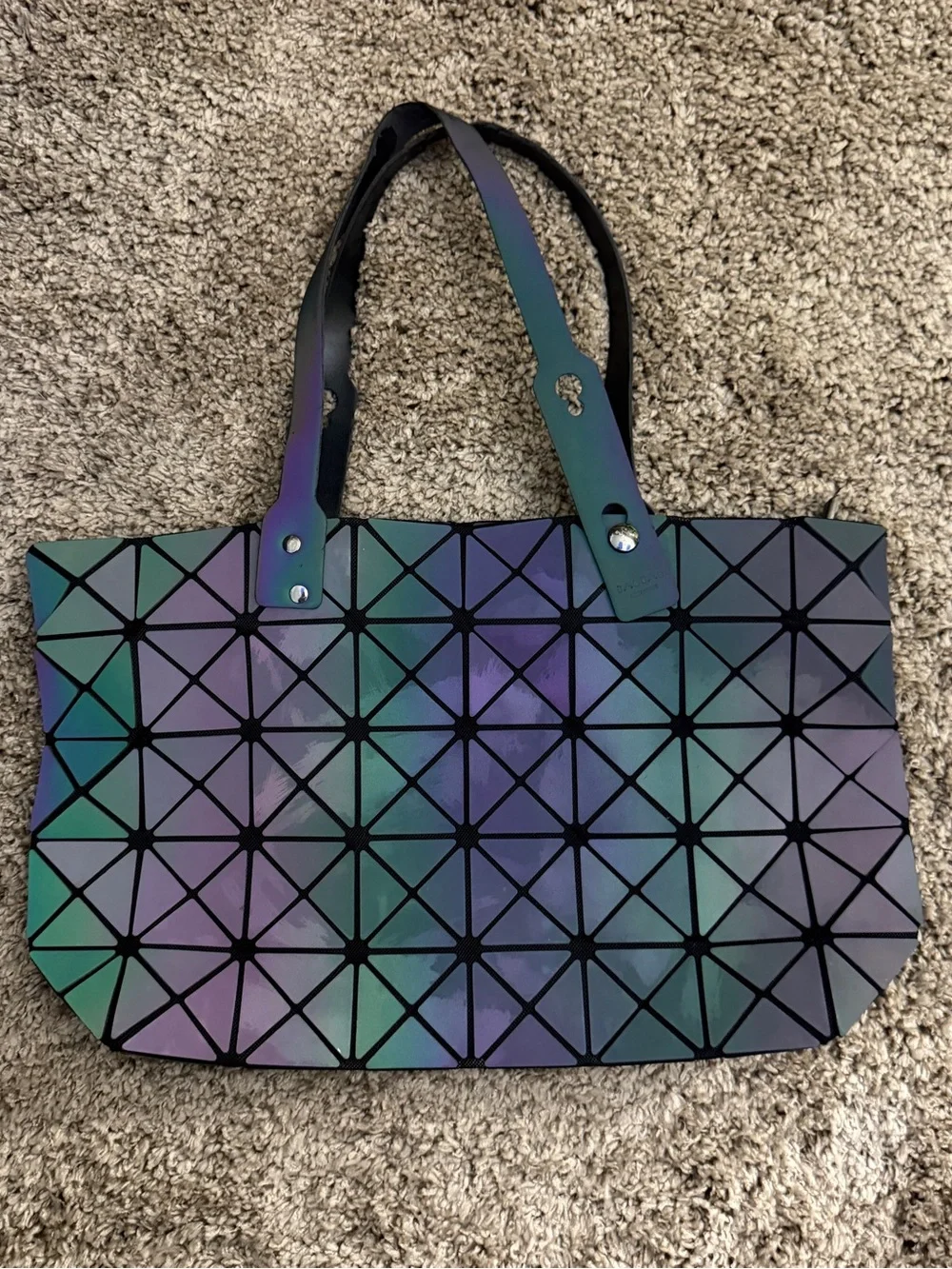 Bao Bao Issey Miyake Iridescent Geometric Tote in Green, Purple & Blue